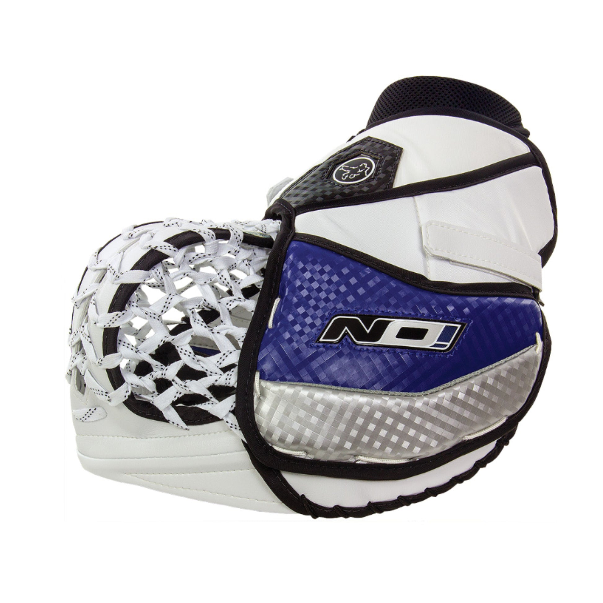 A photo of the Vaughn Ion Pro Select Senior Goalie Catcher in colour white, black and blue. 