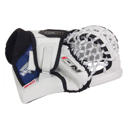 A photo of the Vaughn Ion Pro Select Senior Goalie Catcher in colour white, black and blue. 
