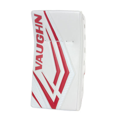 A photo of the Vaughn VX1 Intermediate Goalie Blocker in colour white and red.
