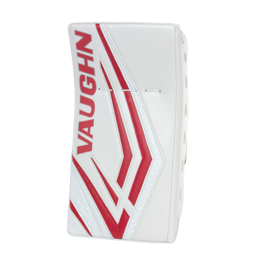 A photo of the Vaughn VX1 Intermediate Goalie Blocker in colour white and red.