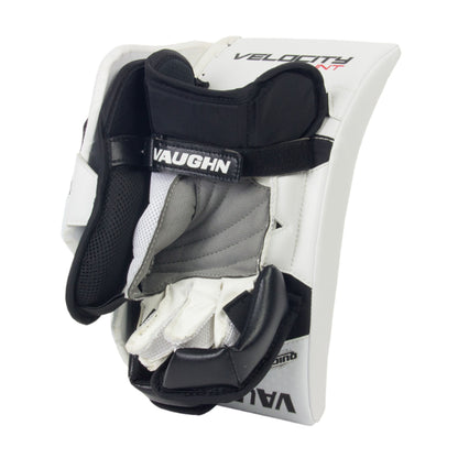 A photo of the Vaughn VX1 Intermediate Goalie Blocker in colour white and black.