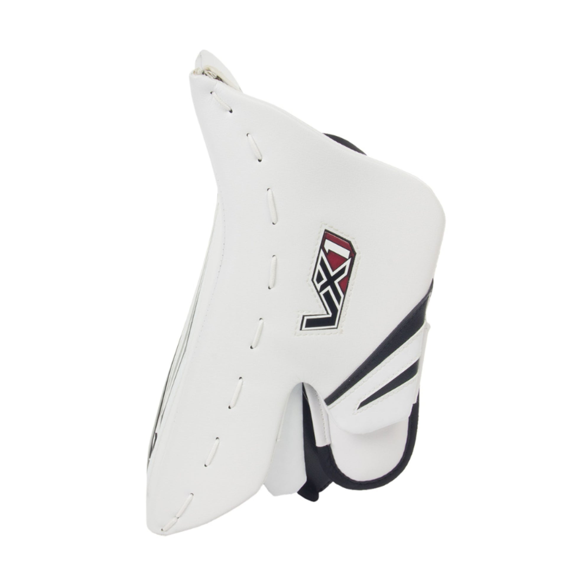A photo of the Vaughn VX1 Intermediate Goalie Blocker in colour white and black.