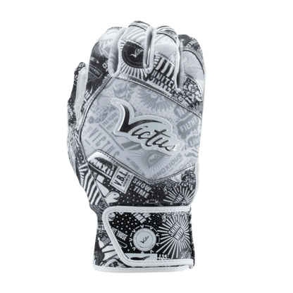 A photo of the Victus NOX Batting Gloves in colour silver, white and black.