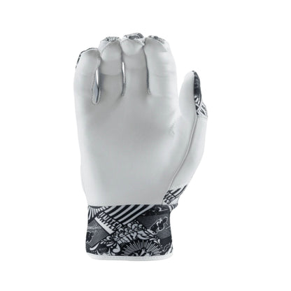 A photo of the Victus NOX Batting Gloves in colour silver, white and black.