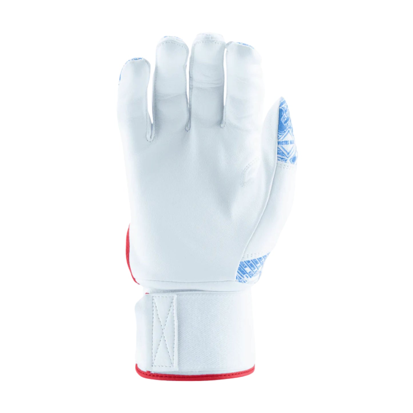 A photo of the Victus NOX Full Wrap Batting Gloves in colour white, blue and red.