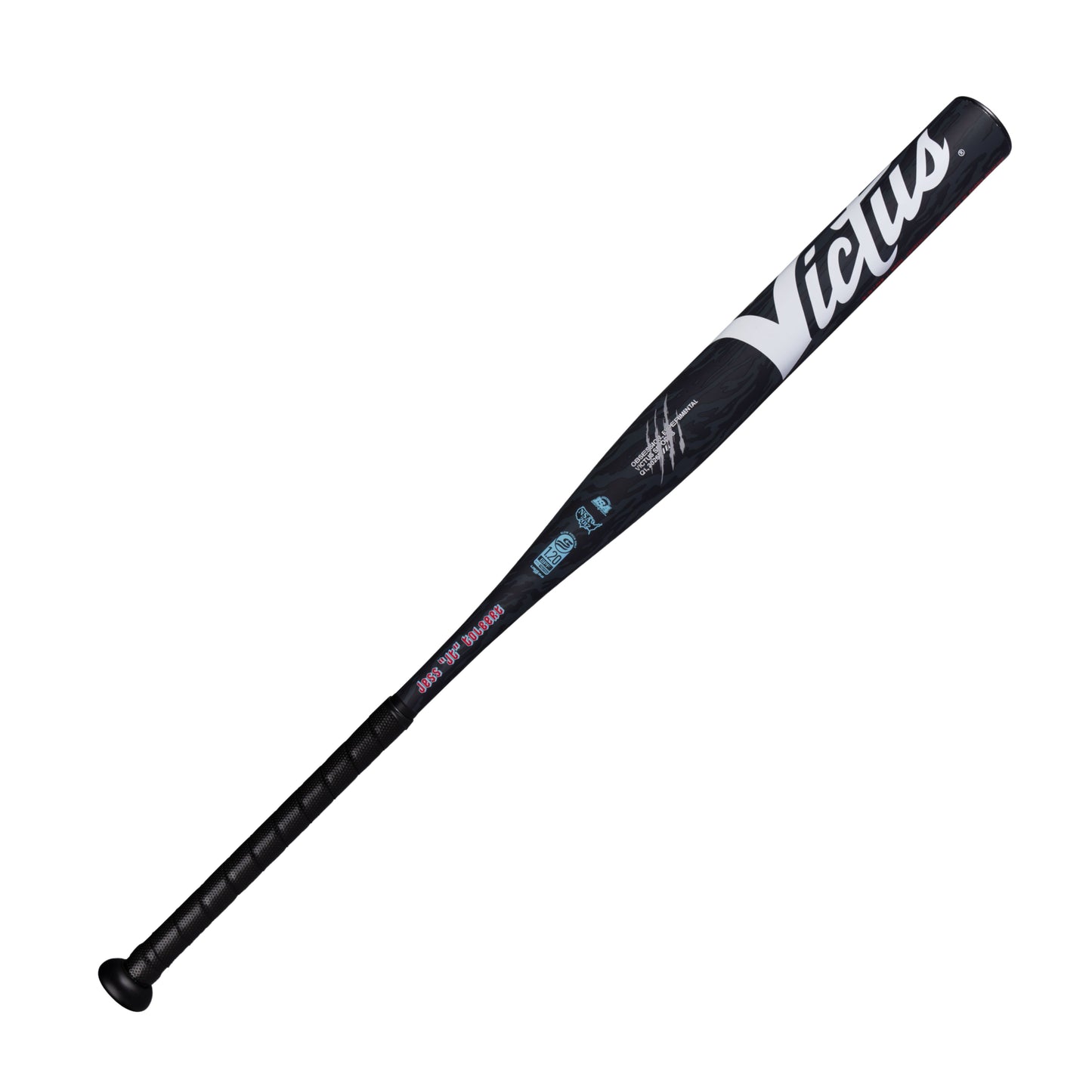 A photo of the Victus Obsession 12.75" Ya-Ya 1-PC USSSA Slo-Pitch Bat in colour black with white Victus logo.