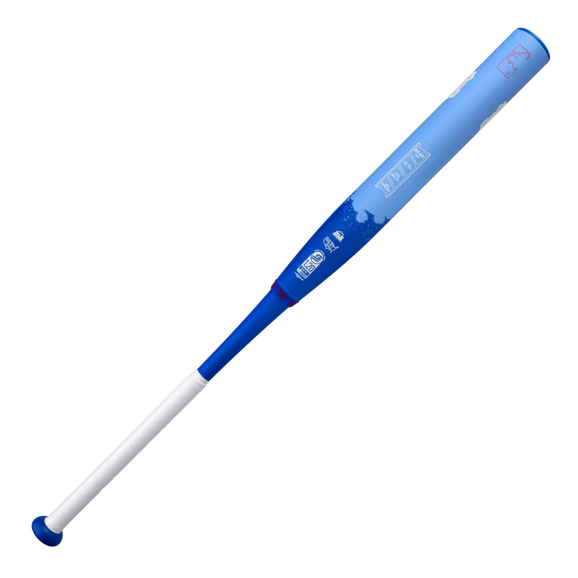 A photo of the Victus Toronto Blue Jays 12.75" 2-Piece Slo-Pitch Bat (2026) in colour blue, dark blue and white, with Blue Jays Logo.