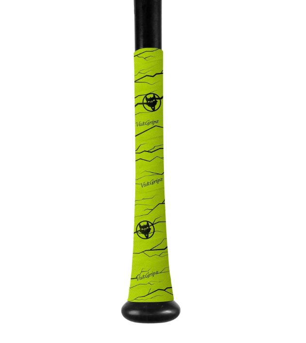 A photo of the VukGripz Pulse Baseball Bat Grip in colour neon green.