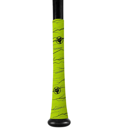 A photo of the VukGripz Pulse Baseball Bat Grip in colour neon green.
