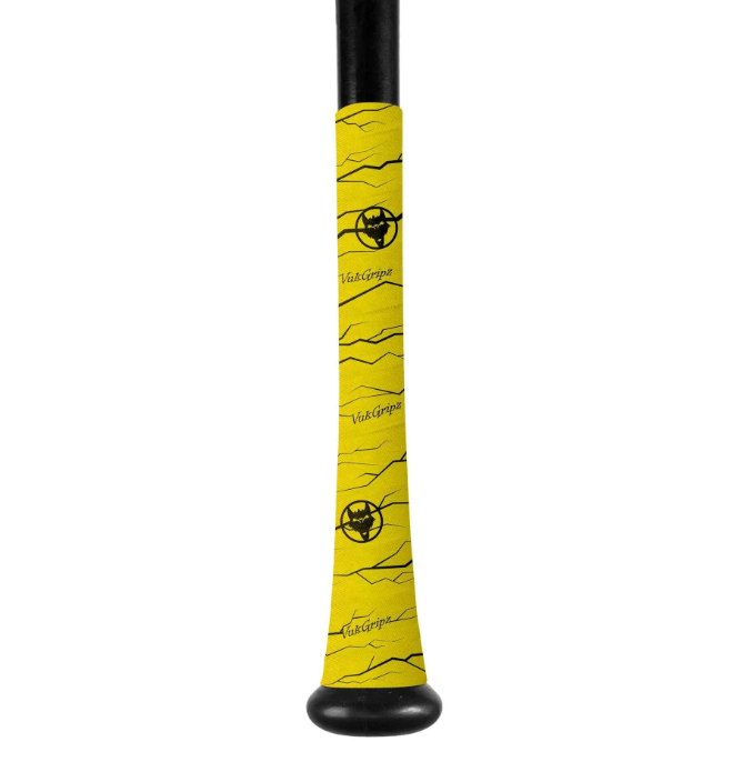 A photo of the VukGripz Pulse Baseball Bat Grip in colour yellow.