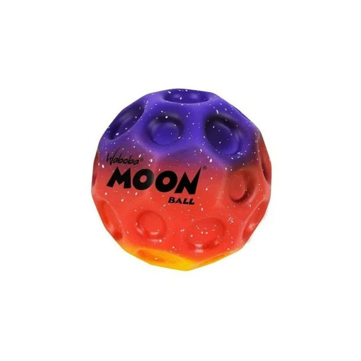 A photo of the Waboba Martian Rainbow Gradient Moon Balls in colour purple, red and yellow.