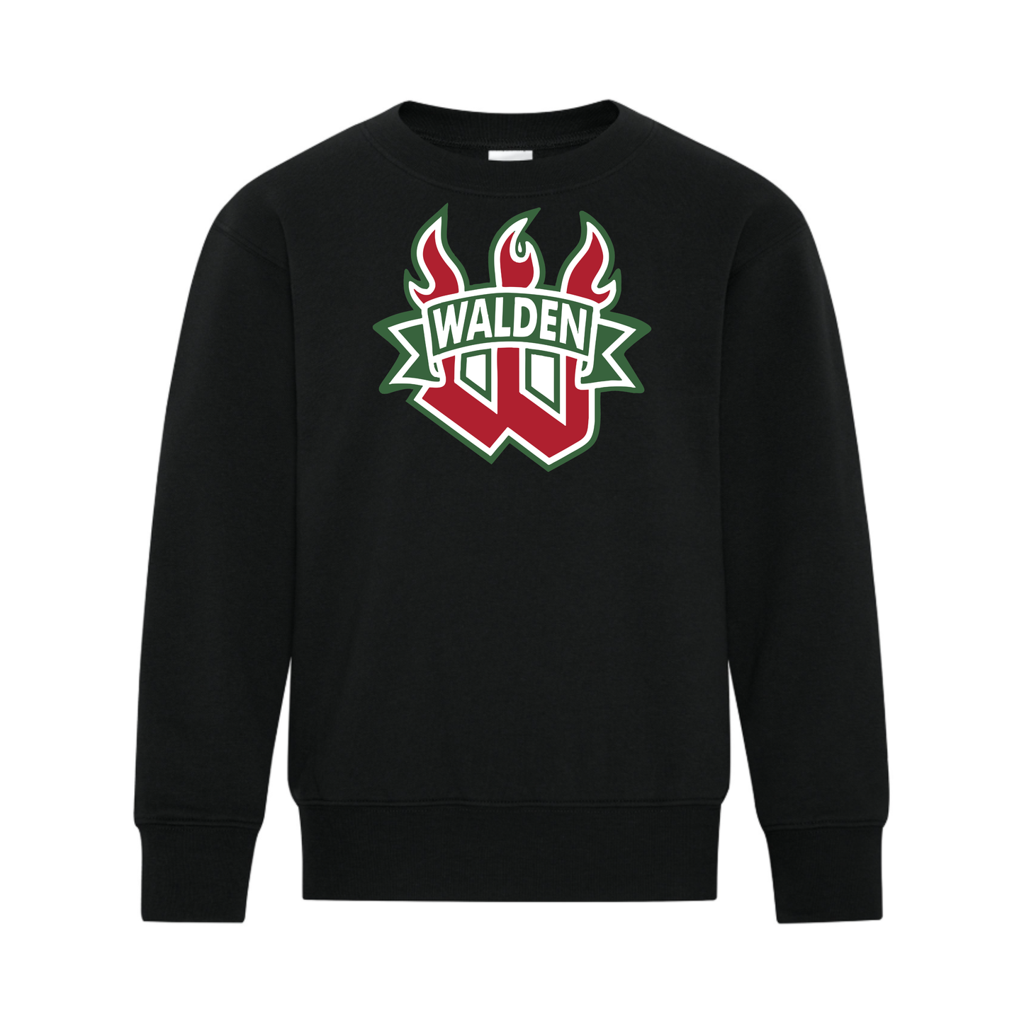 A photo of the Walden Minor Hockey Association - Youth Crewneck Sweatshirt in colour Black.