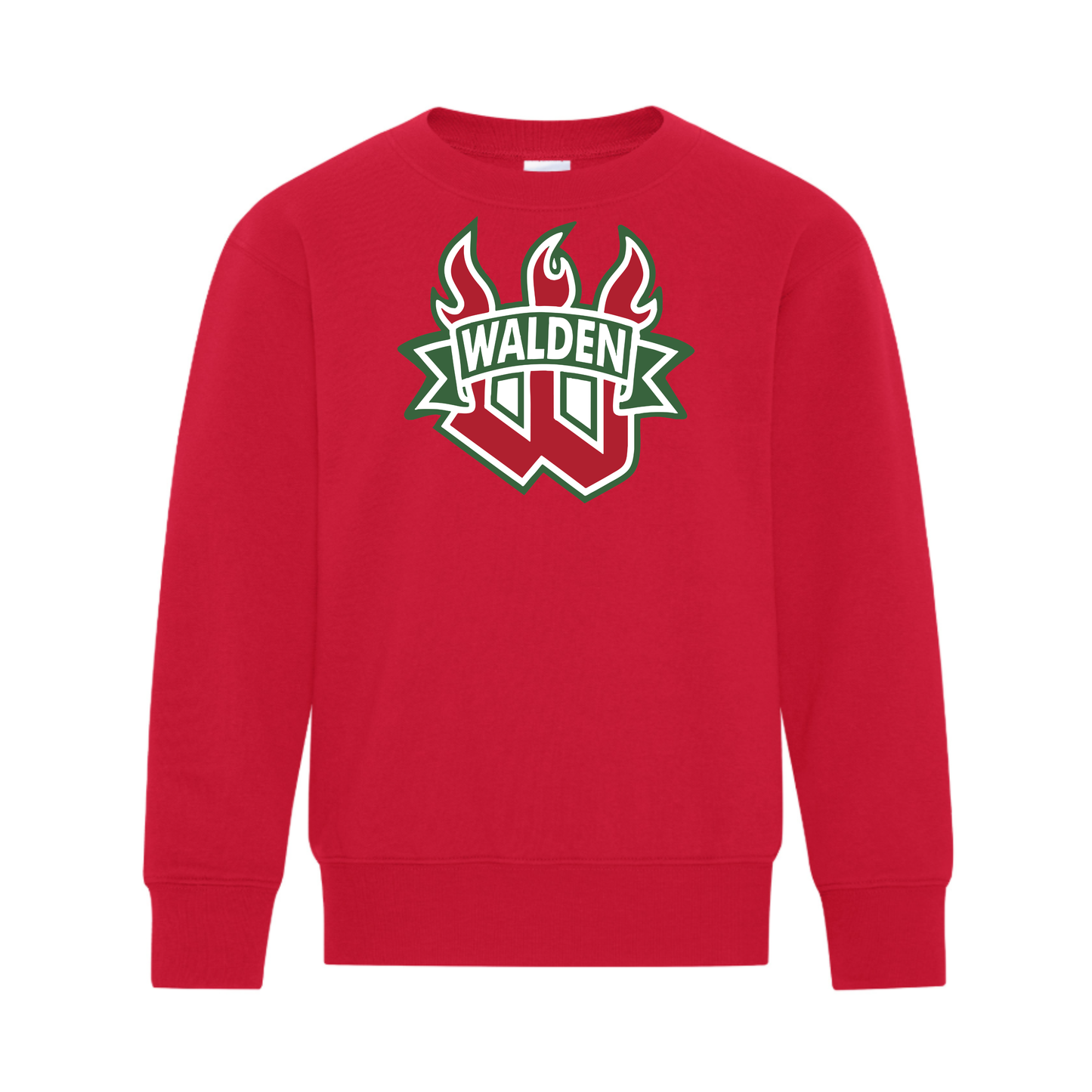 A photo of the Walden Minor Hockey Association - Youth Crewneck Sweatshirt in colour red.