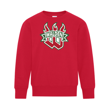 A photo of the Walden Minor Hockey Association - Youth Crewneck Sweatshirt in colour red.