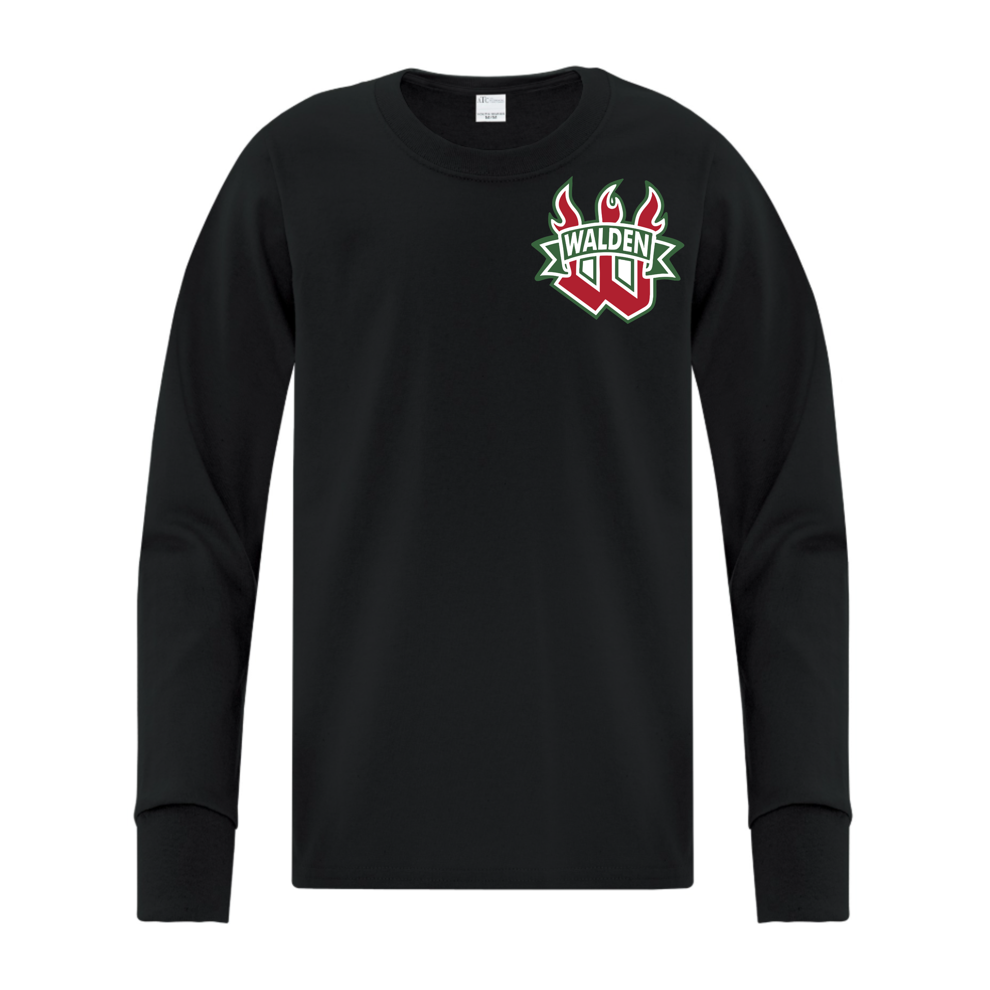 A photo of the Walden Minor Hockey Association - Youth Long Sleeve Tee in colour black.