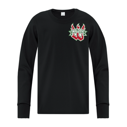A photo of the Walden Minor Hockey Association - Youth Long Sleeve Tee in colour black.