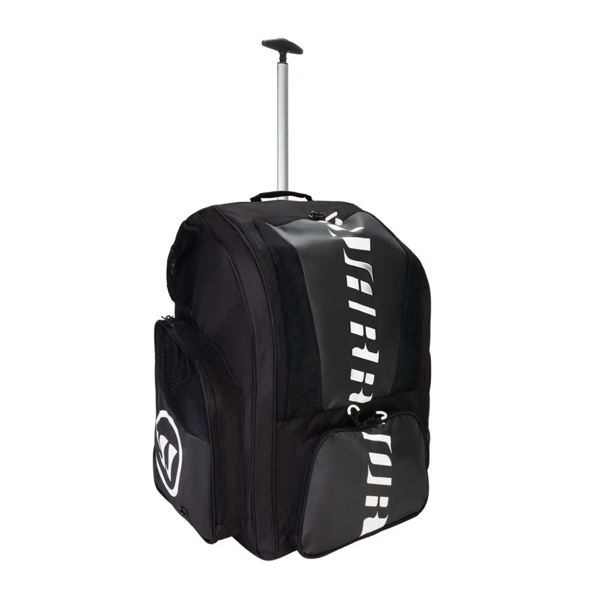 A photo of the Warrior Senior A20 Hockey Roller Backpack in colour black with white Warrior logo.