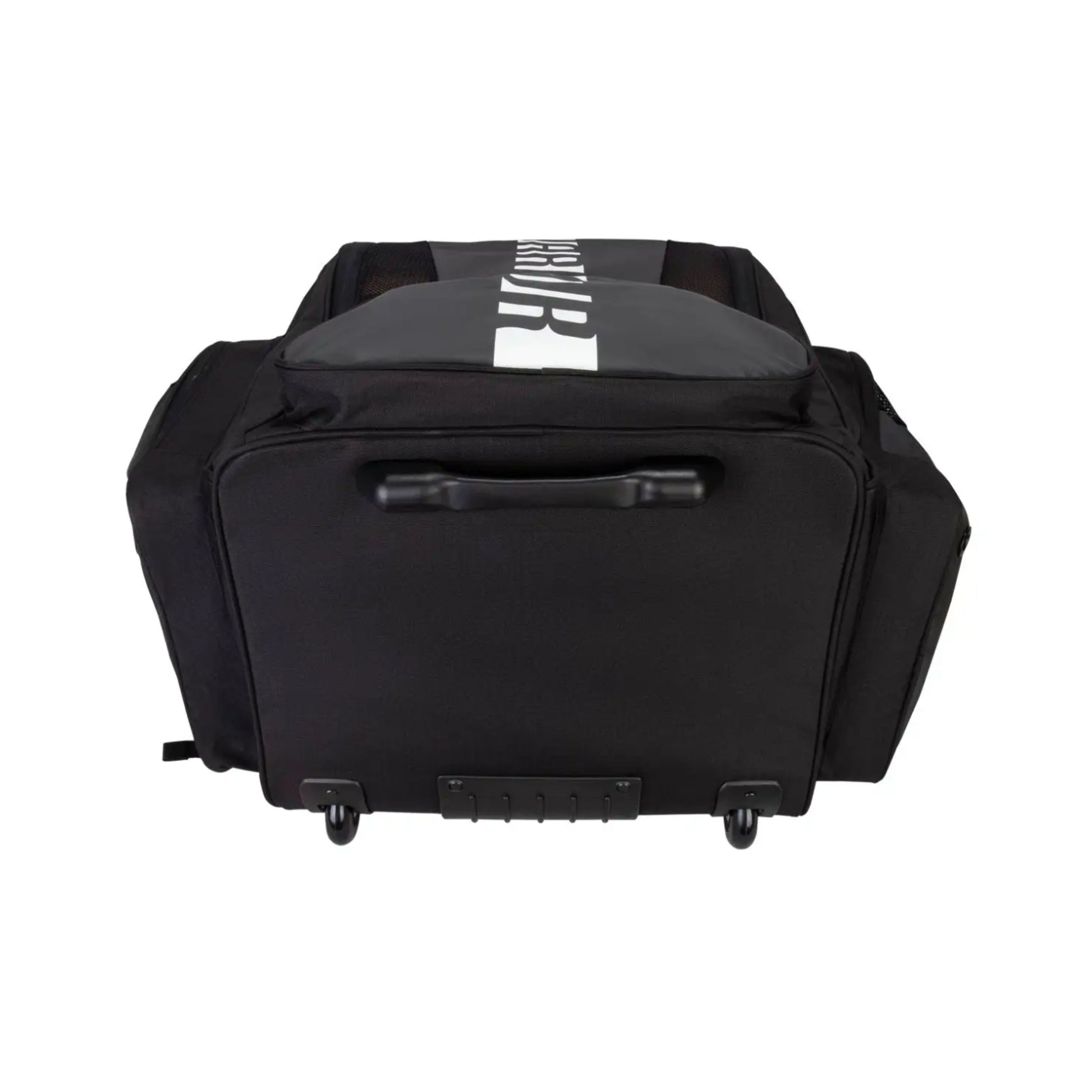 A photo of the Warrior Senior A20 Hockey Roller Backpack in colour black with white Warrior logo.