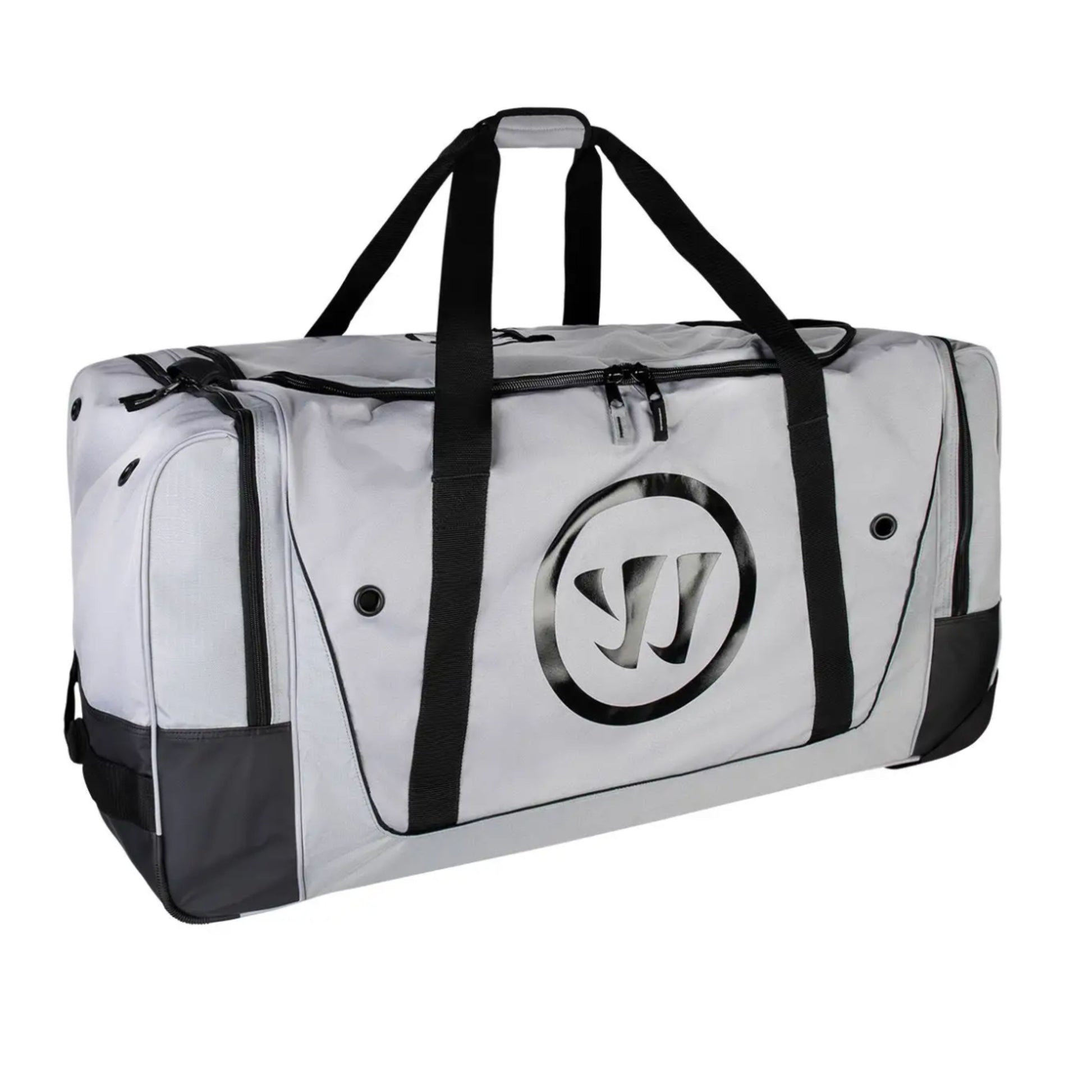 A photo of the Warrior A20 Senior Wheeled Hockey Bag in colour grey with black straps.