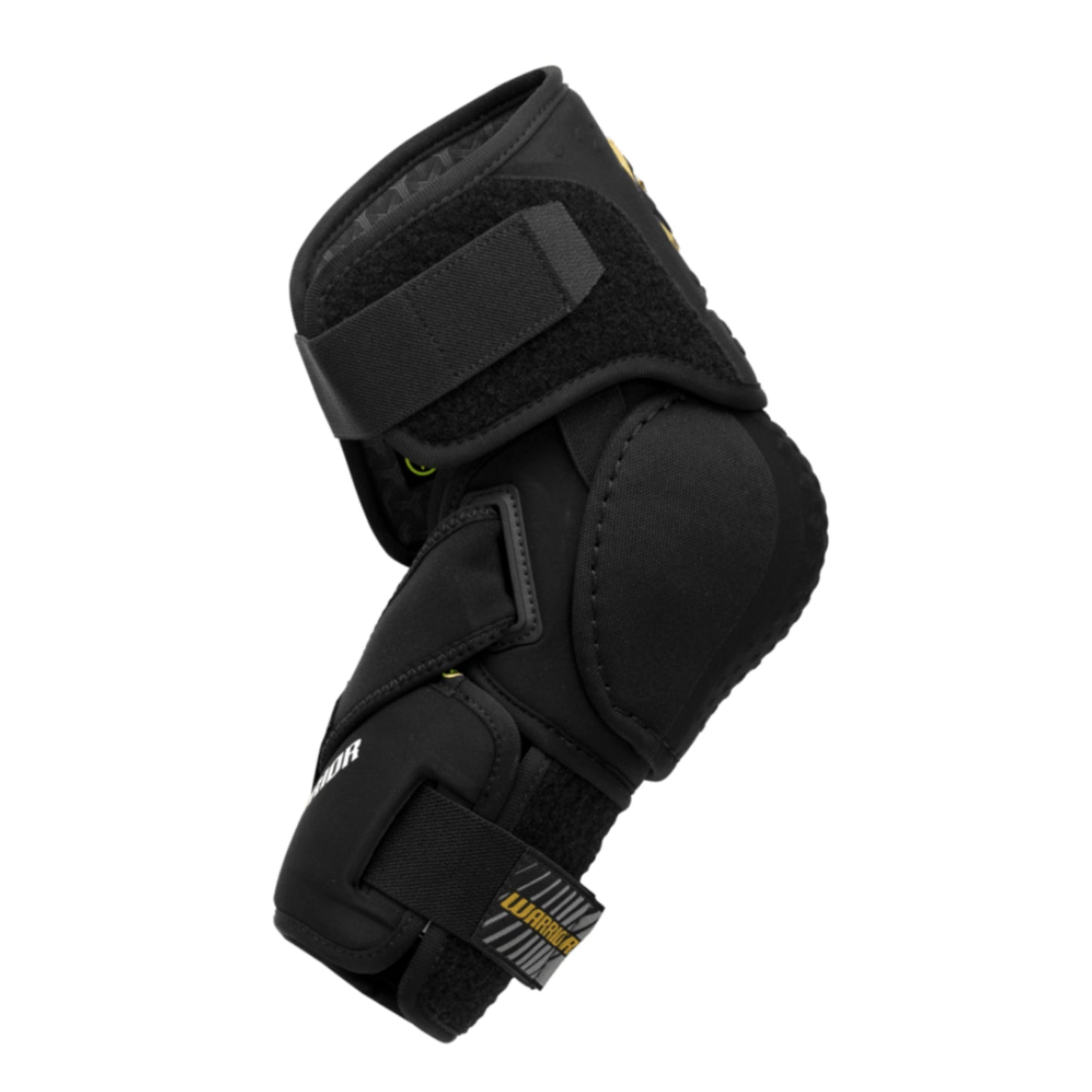 A photo of the Warrior Alpha LT Hockey Elbow Pads (2026) in colour black with gold Warrior logo.