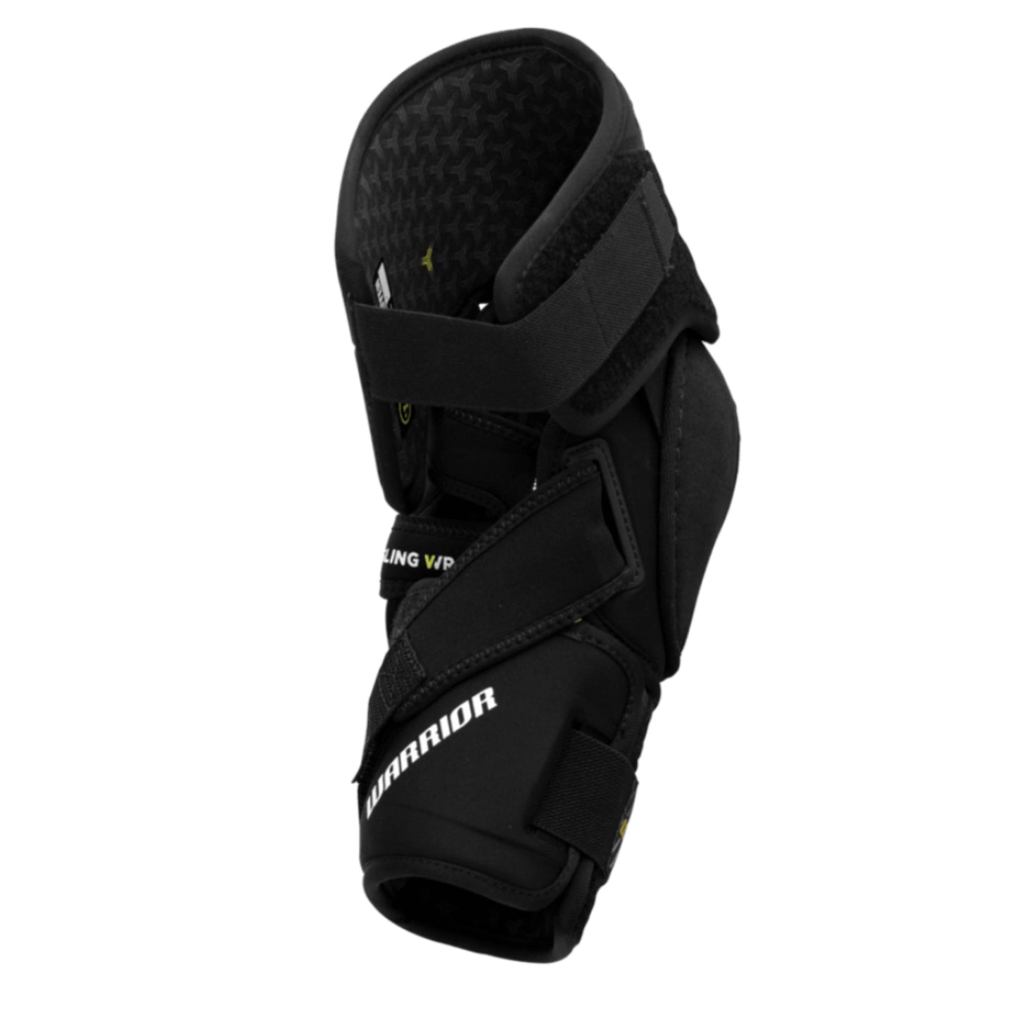 A photo of the Warrior Alpha LT Hockey Elbow Pads (2026) in colour black with gold Warrior logo.
