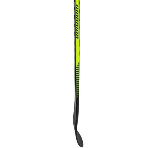 A photo of the Warrior Alpha LX2 Pro Intermediate Hockey Stick (2023) in colour black and green.