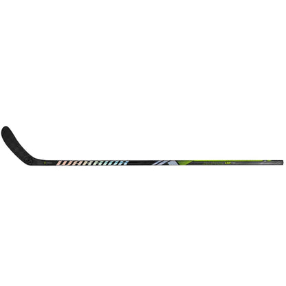 A photo of the Warrior Alpha LX2 Pro Intermediate Hockey Stick (2023) in colour black and green.