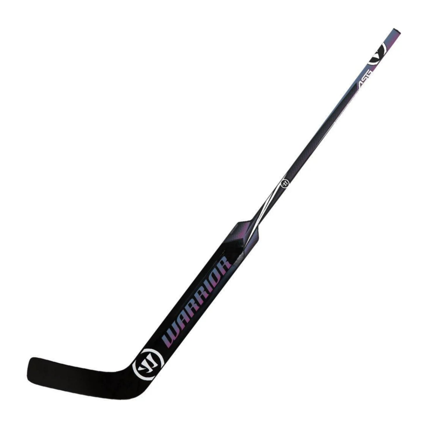 A photo of the Warrior Covert QR10 Goalie Stick in colour black and purple.