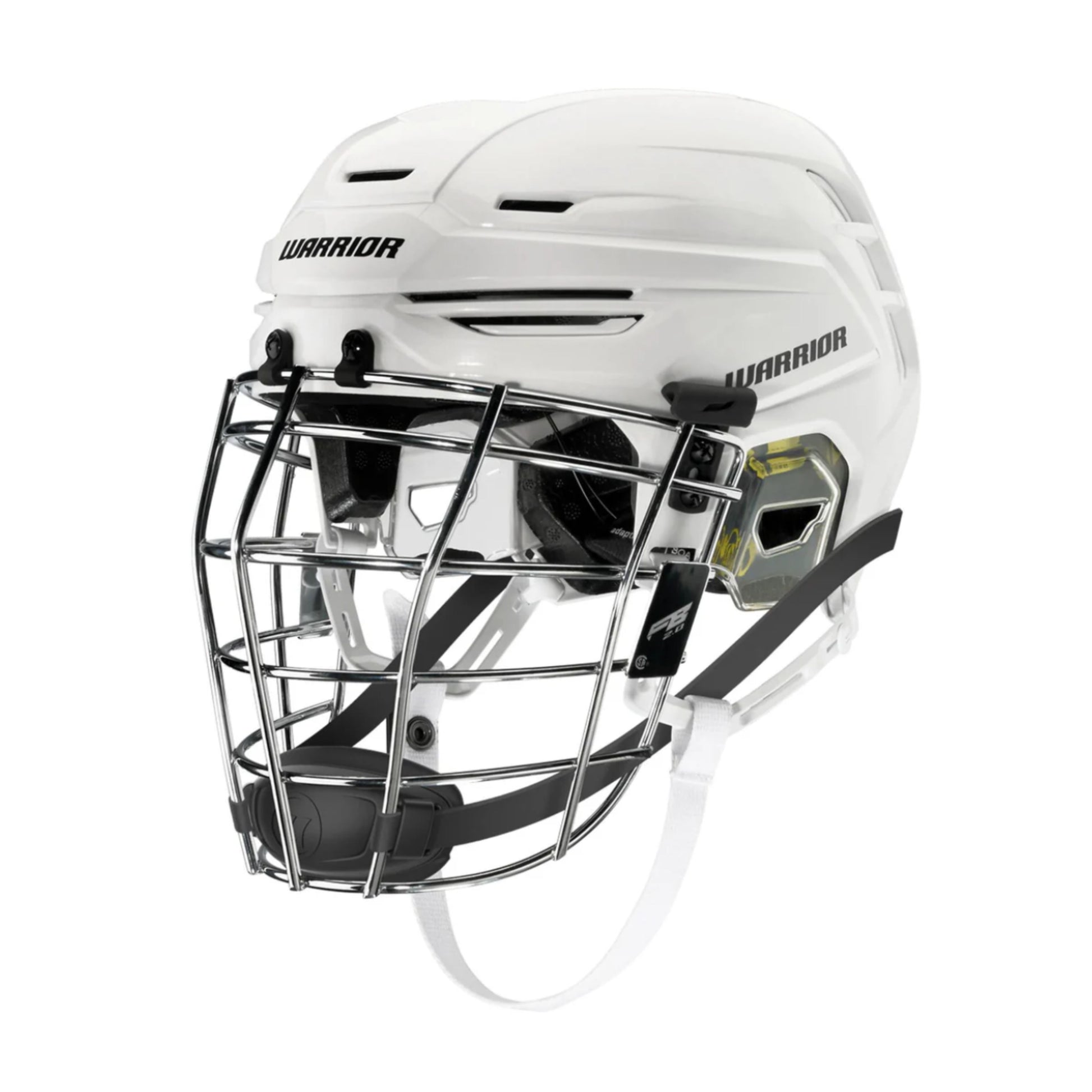 A photo of the Warrior Fatboy Alpha One Pro Senior Helmet Combo with Cage in colour white.
