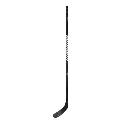 A photo of the Warrior QR7 Rev 75 SR hockey stick in colour black with white Warrior logo.