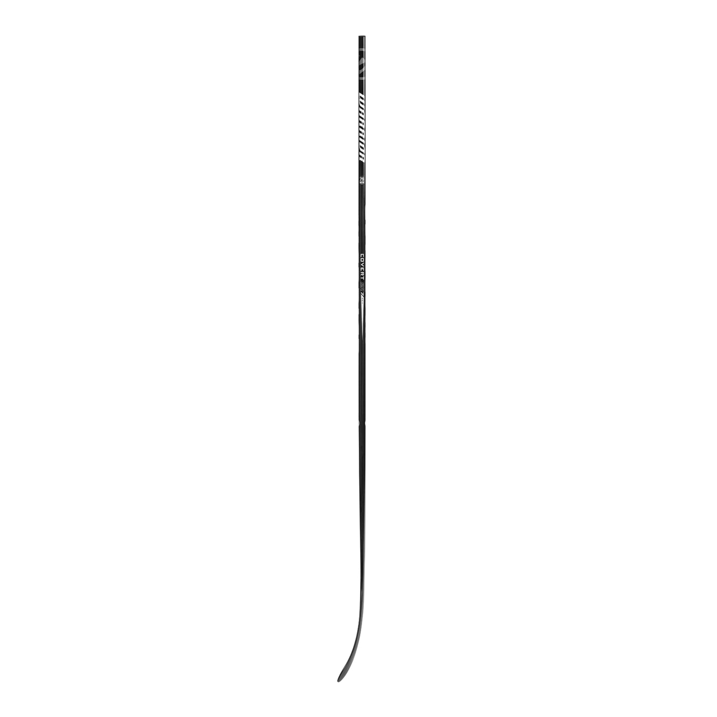 A photo of the Warrior QR7 Rev 75 SR hockey stick in colour black with white Warrior logo.