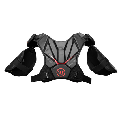 A photo of the Warrior Fatboy Lacrosse Shoulder Pads in colour black and red.