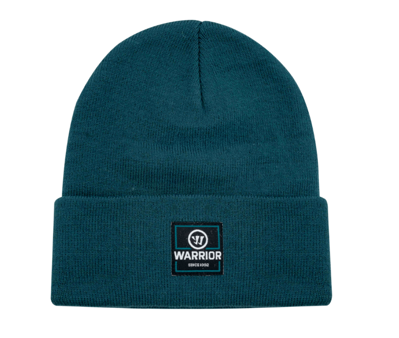 A photo of the Warrior Knit Beanie in colour dark teal.