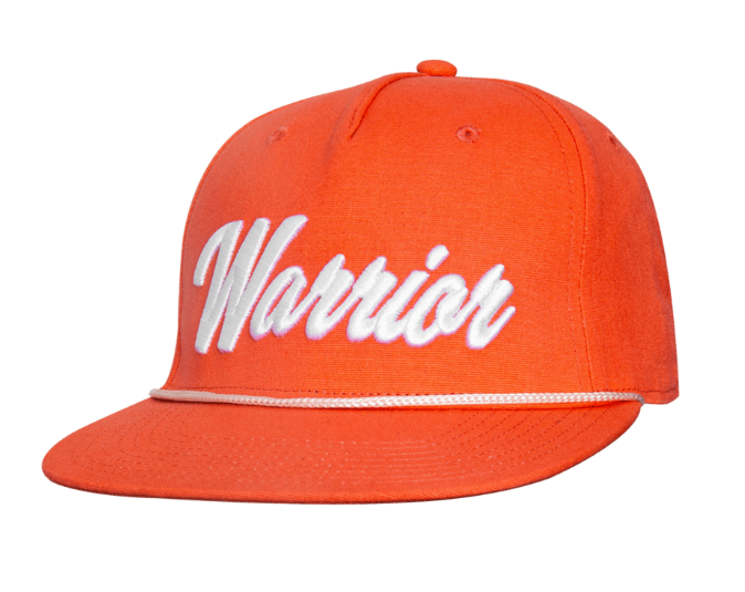 A photo of the Warrior Script Snapback Hat in colour salmon pink.