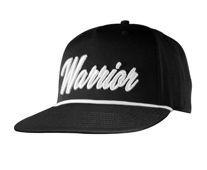 A photo of the Warrior Script Snapback Hat in colour black.