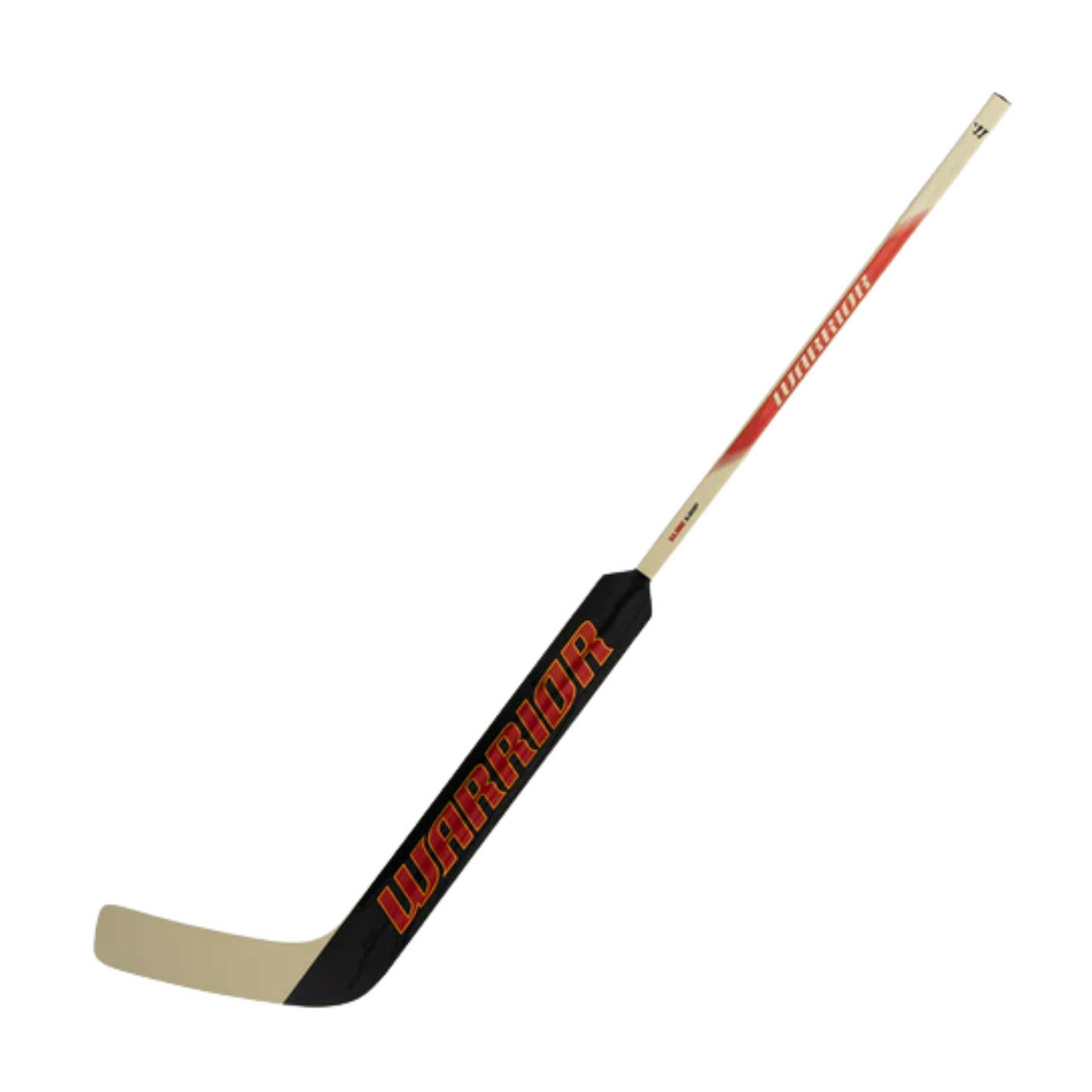 A photo of the Warrior Swagger Pro 24" Intermediate Goalie Stick in colour biege, black and red.