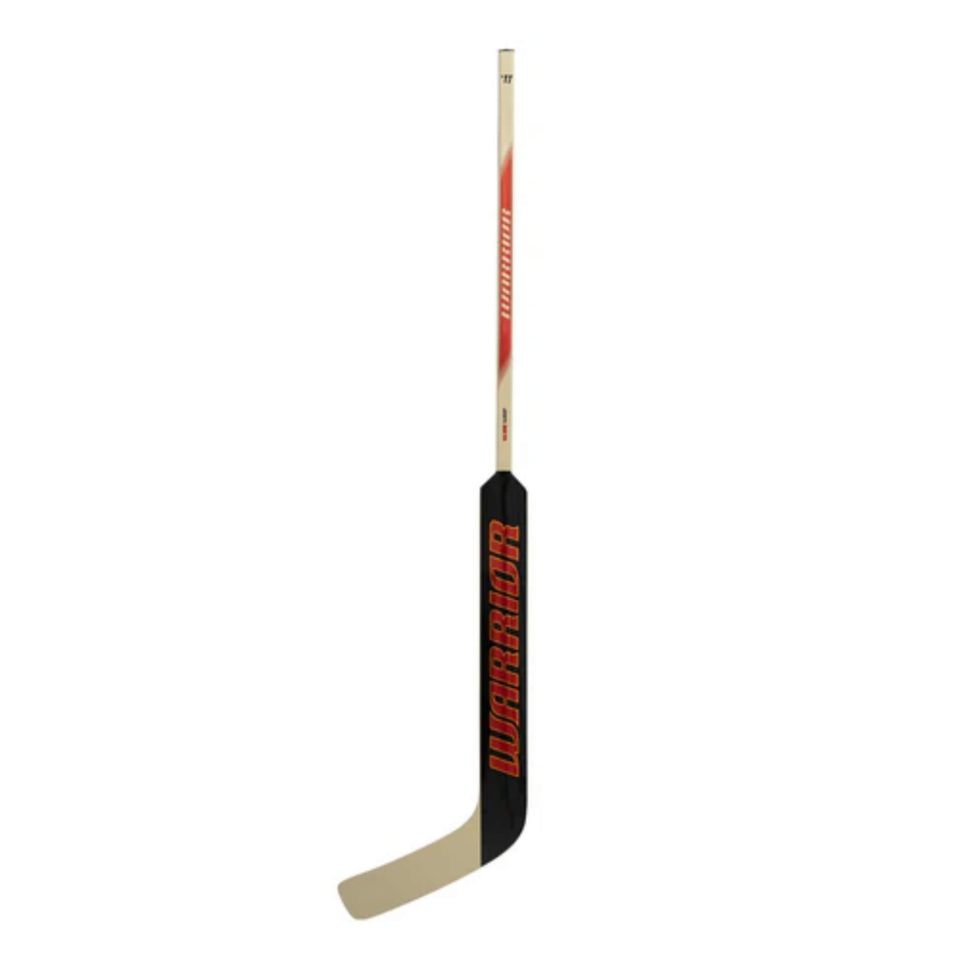 A photo of the Warrior Swagger Pro 24" Intermediate Goalie Stick in colour beige, black and red.