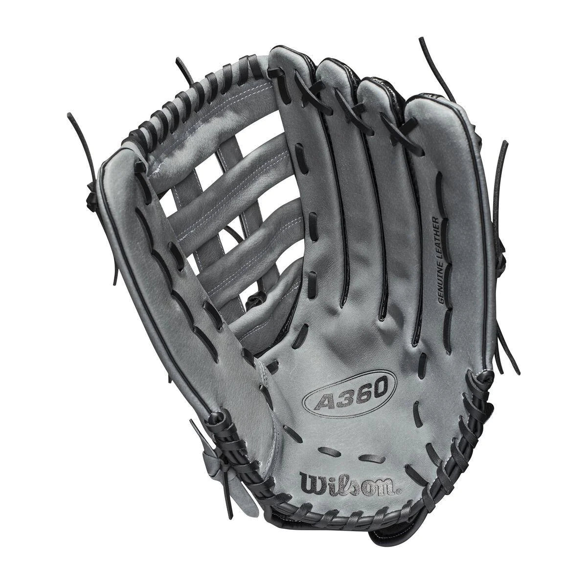 Wilson A360 15" Slo-Pitch Glove - Right Hand Throw Inside Black and Grey