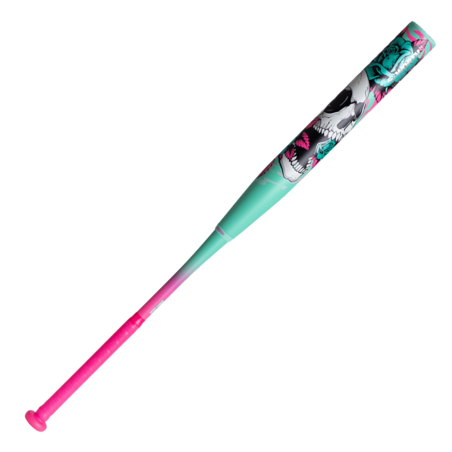 A photo of the Worth Bedlam 13.5" Balanced USSSA Slo-Pitch Bat (2026) in colour teal and pink.