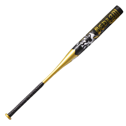 A photo of the Worth Bedlam Gold XL USSSA 13" Endload 1-Piece Slo-Pitch Bat (2025) in colour black and gold. 