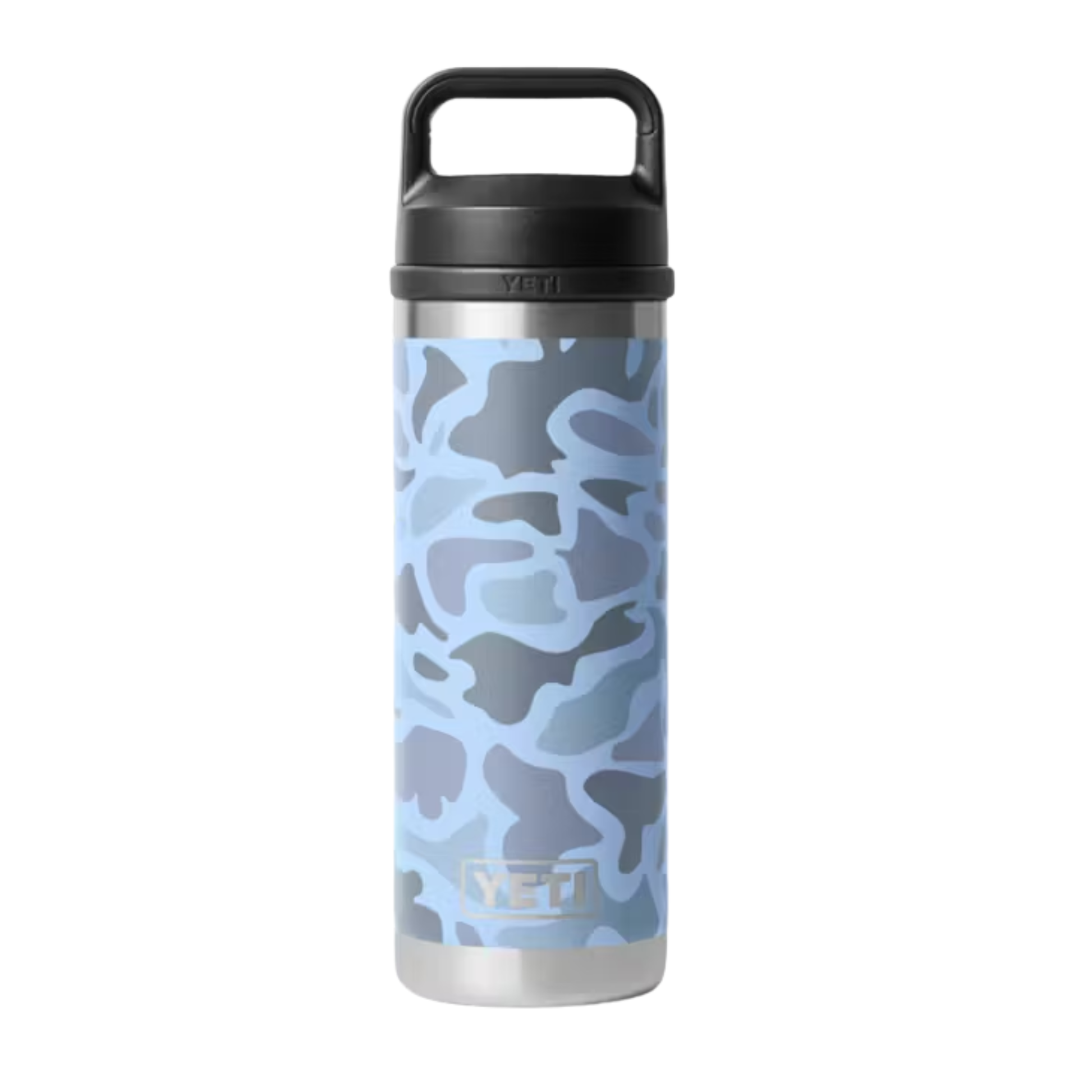 A photo of the Yeti Rambler 18oz Bottle with Chug Cap in colour blue camo.