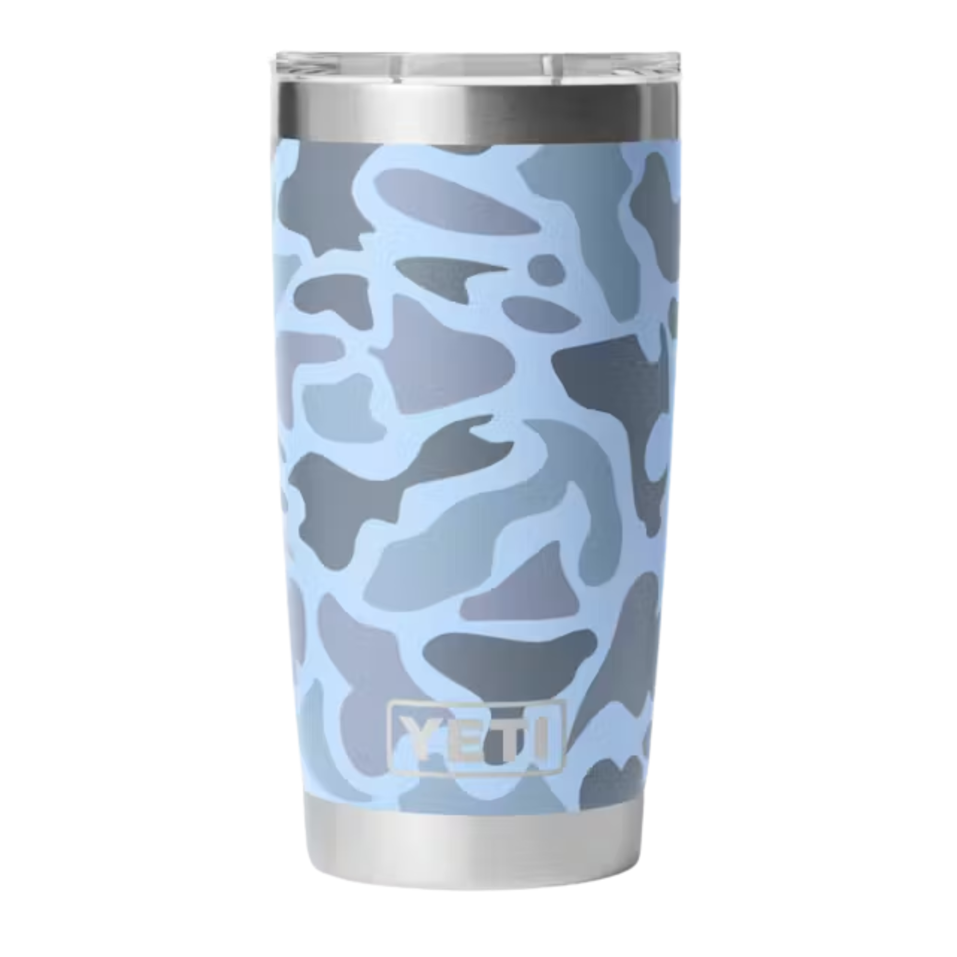 A photo of the Yeti Rambler 20oz Tumbler in colour blue camo.
