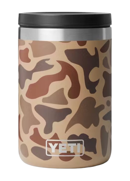 A photo of the YETI Rambler® 16 oz Insulated Food Jar in colour wetlands camo. 