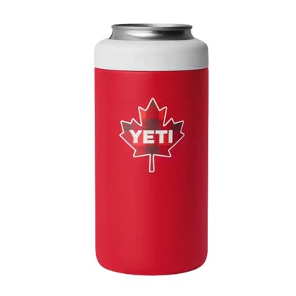 A photo of the Yeti Rambler 16 oz Colster Tall Can Insulator in colour red and white.