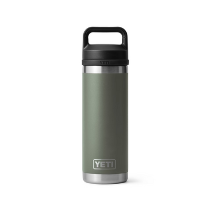 A photo of the Yeti Rambler 18oz Bottle with Chug Cap in colour camp green