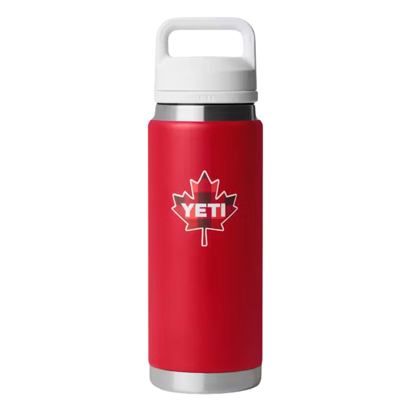 A photo of the Yeti Rambler 26 oz Bottle w/ Chug Cap in colour red and white.