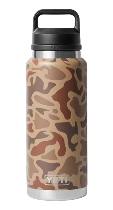 A photo of the Yeti Rambler 36oz Bottle With Chug Cap in colour wetlands camo.