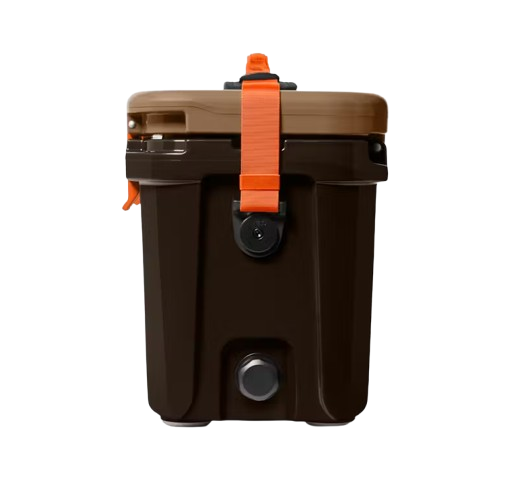 A photo of the Yeti Roadie 15 Hard Cooler in colour brown and orange.
