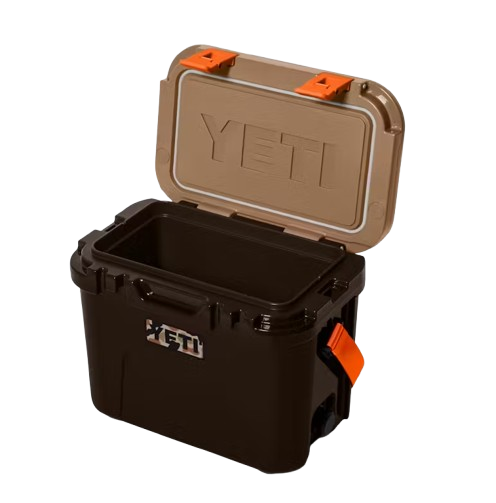 A photo of the Yeti Roadie 15 Hard Cooler in colour brown and orange.