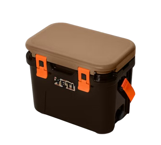A photo of the Yeti Roadie 15 Hard Cooler in colour brown and orange.